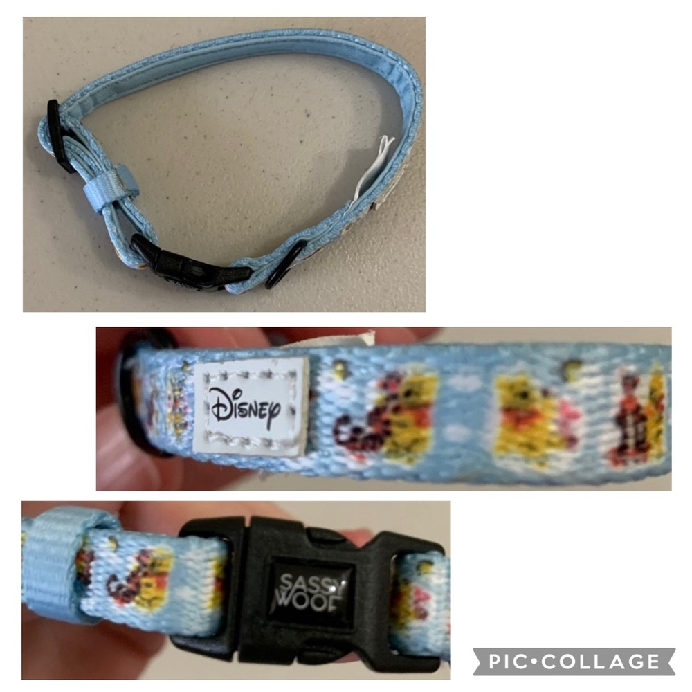 Sassy Woof Disney Winnie The Pooh Dog Collar Size XS Blue Pooh Bear